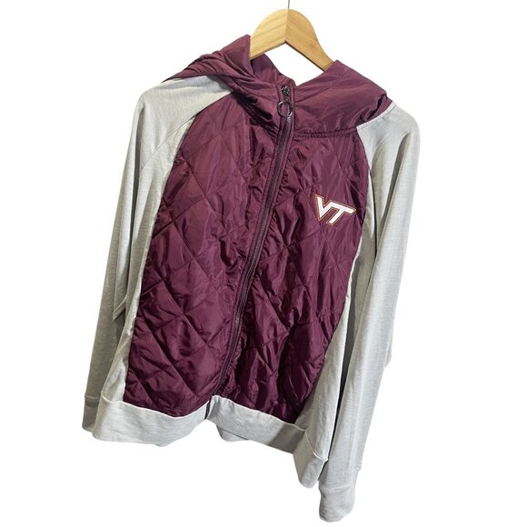 Colosseum Womens Quilted Zip Hoodie Jacket XX-Large Virgina Tech Burgundy/Gray - Picture 2 of 5